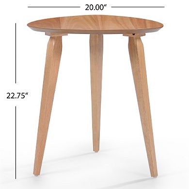 Trikiousd Mid Century Round End Table with Tripod Base and Solid Rubberwood Construction