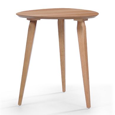 Trikiousd Mid Century Round End Table with Tripod Base and Solid Rubberwood Construction