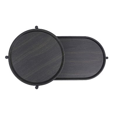 Trikiousd 2-Tier Round Side Table with Storage Shelves and Metal Frame