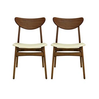 Trikiousd Mid Century Dining Chairs Set of 2 Upholstered Rubberwood Side Chairs