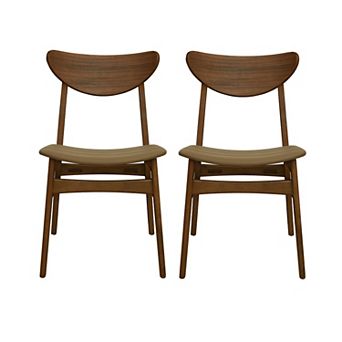 Trikiousd Mid Century Dining Chairs Set of 2 Upholstered Rubberwood Side Chairs