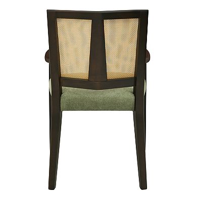 Trikiousd Rattan Back Dining Arm Chairs Set of 2 Upholstered Rubberwood Accent Chairs