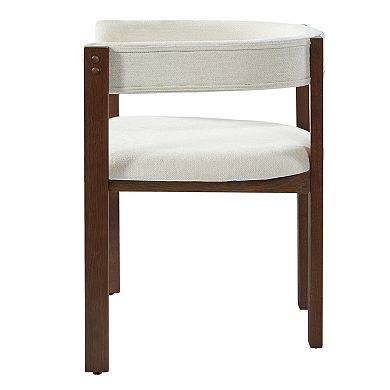 Trikiousd Modern Dining Arm Chairs Set of 2 Upholstered Barrel Back Rubberwood Chairs