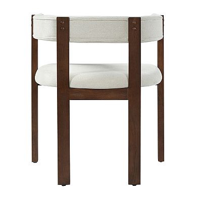 Trikiousd Modern Dining Arm Chairs Set of 2 Upholstered Barrel Back Rubberwood Chairs