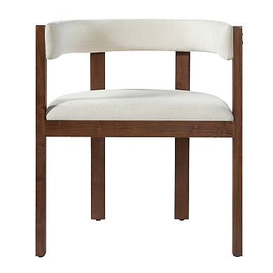 Trikiousd Modern Dining Arm Chairs Set of 2 Upholstered Barrel Back Rubberwood Chairs
