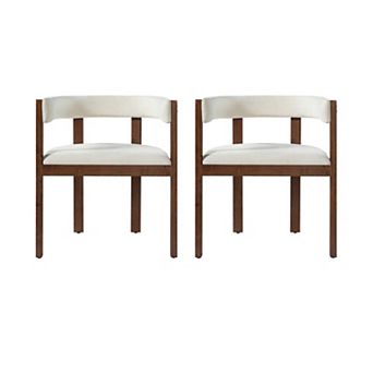 Trikiousd Modern Dining Arm Chairs Set of 2 Upholstered Barrel Back Rubberwood Chairs