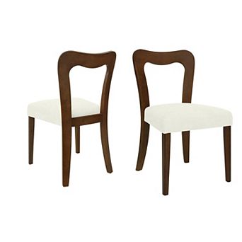 Trikiousd Contemporary Upholstered Dining Chairs Set of 2 Open Back Rubberwood Side Chairs