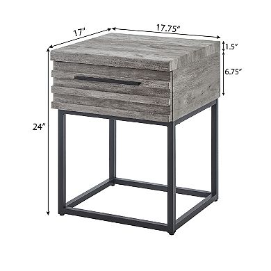 Trikiousd Contemporary Storage End Table with Drawer and Metal Base Modern Nightstand