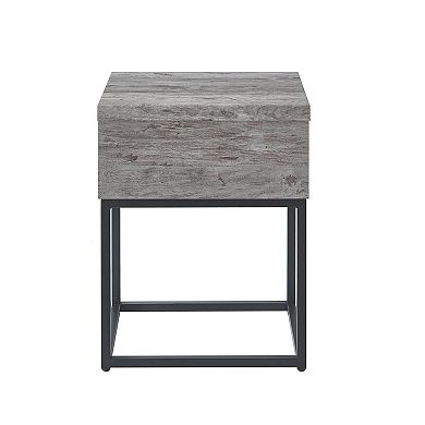 Trikiousd Contemporary Storage End Table with Drawer and Metal Base Modern Nightstand