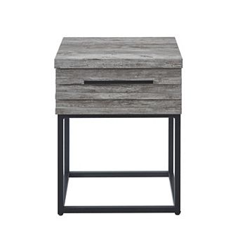 Trikiousd Contemporary Storage End Table with Drawer and Metal Base Modern Nightstand