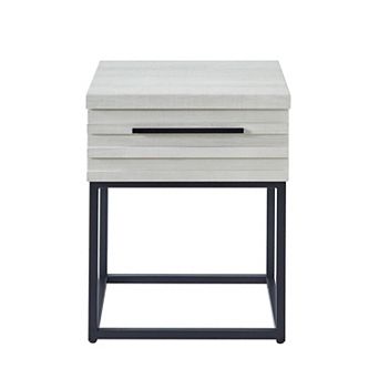Trikiousd Contemporary Storage End Table with Drawer and Metal Base Modern Nightstand