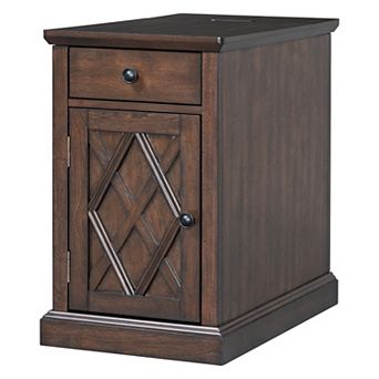 Trikiousd Charging End Table with USB Ports Drawer Storage Cabinet and Shelf