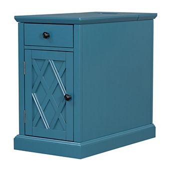 Trikiousd Charging End Table with USB Ports Drawer Storage Cabinet and Shelf