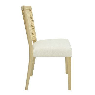 Trikiousd Rattan Dining Chairs Set of 2 Upholstered Armless Rubberwood Side Chairs