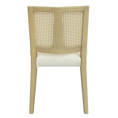 Trikiousd Rattan Dining Chairs Set of 2 Upholstered Armless Rubberwood Side Chairs