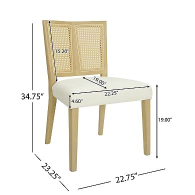 Trikiousd Rattan Dining Chairs Set of 2 Upholstered Armless Rubberwood Side Chairs