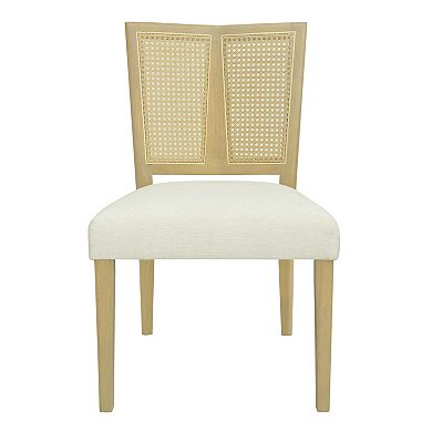 Trikiousd Rattan Dining Chairs Set of 2 Upholstered Armless Rubberwood Side Chairs