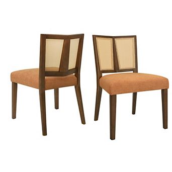 Trikiousd Rattan Dining Chairs Set of 2 Upholstered Armless Rubberwood Side Chairs