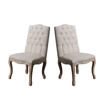 Trikiousd Tufted Upholstered Dining Chairs Set of 2 with Nailhead Trim and Rubberwood Legs