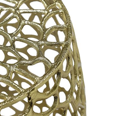Trikiousd Handcrafted Aluminum Drum End Table with Open Mesh Design Modern Accent Table