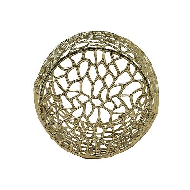 Trikiousd Handcrafted Aluminum Drum End Table with Open Mesh Design Modern Accent Table