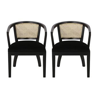 Trikiousd Cane Back Dining Arm Chairs Set of 2 Upholstered Rubberwood Accent Chairs