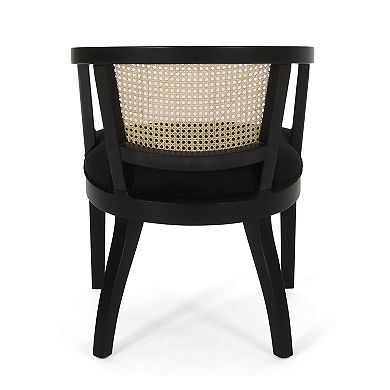 Trikiousd Cane Back Dining Arm Chairs Set of 2 Upholstered Rubberwood Accent Chairs