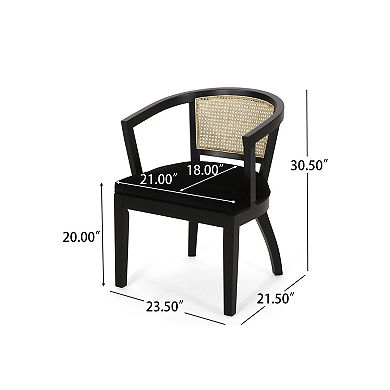 Trikiousd Cane Back Dining Arm Chairs Set of 2 Upholstered Rubberwood Accent Chairs
