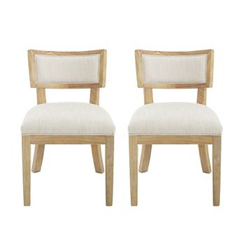 Trikiousd Farmhouse Upholstered Dining Chairs Set of 2 Rubberwood Side Chairs with Curved Back