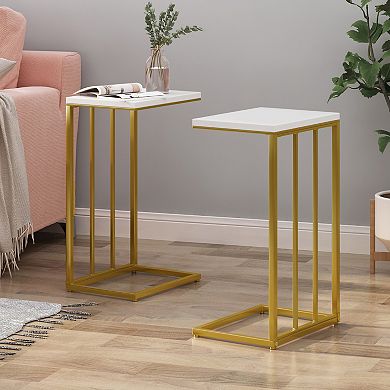 Trikiousd C-Shaped End Tables Set of 2 Modern Accent Side Tables