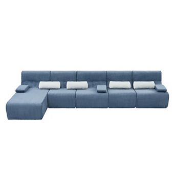 Trikiousd 161.8" Modular Oversized Sectional Sofa Corduroy L-Shaped Boneless Couch