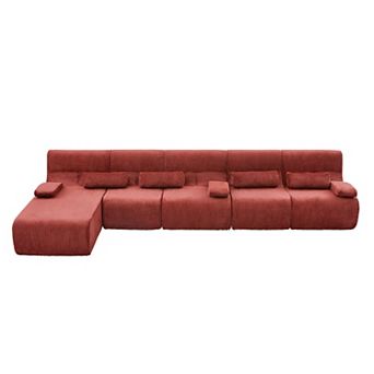 Trikiousd 161.8" Modular Oversized Sectional Sofa Corduroy L-Shaped Boneless Couch