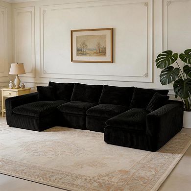 Trikiousd 130" Modular U Shaped Sectional Cloud Couch with Memory Foam Convertible Sofa
