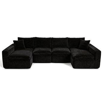 Trikiousd 130" Modular U Shaped Sectional Cloud Couch with Memory Foam Convertible Sofa