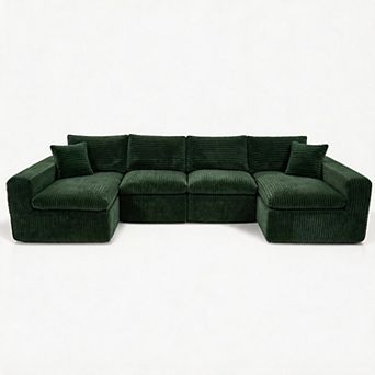 Trikiousd 130" Modular U Shaped Sectional Cloud Couch with Memory Foam Convertible Sofa