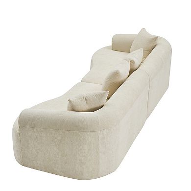 Trikiousd 108" Curved Boneless Modular Sectional Sofa, Chenille Upholstered Compression Couch