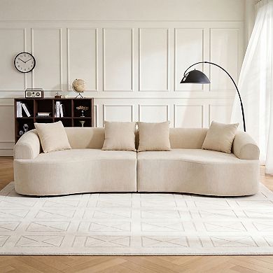Trikiousd 108" Curved Boneless Modular Sectional Sofa, Chenille Upholstered Compression Couch