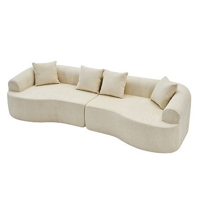 Trikiousd 108" Curved Boneless Modular Sectional Sofa, Chenille Upholstered Compression Couch