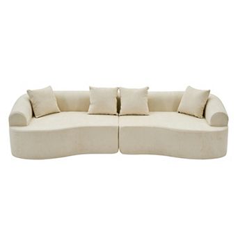 Trikiousd 108" Curved Boneless Modular Sectional Sofa, Chenille Upholstered Compression Couch