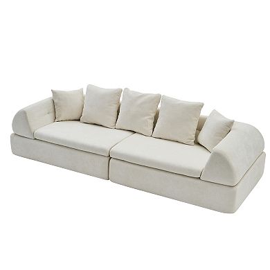 Trikiousd Cloud Modular Sectional Sofa with Ottoman Deep Seat Boneless Couch