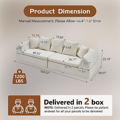 Trikiousd Cloud Modular Sectional Sofa with Ottoman Deep Seat Boneless Couch