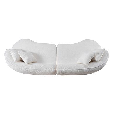 Trikiousd 114" Curved L-Shaped Sectional Sofa, Modern Oversized Boucle Couch