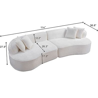 Trikiousd 114" Curved L-Shaped Sectional Sofa, Modern Oversized Boucle Couch