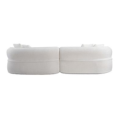 Trikiousd 114" Curved L-Shaped Sectional Sofa, Modern Oversized Boucle Couch