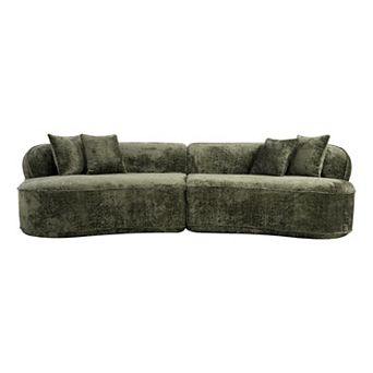 Trikiousd 114" Curved L-Shaped Sectional Sofa, Modern Oversized Boucle Couch
