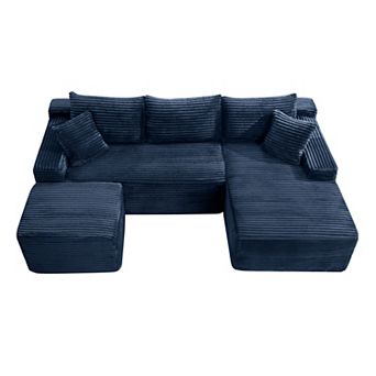 Trikiousd 106.3" U-Shaped Cloud Sectional Sofa Deep Seat Modular Sleeper Couch