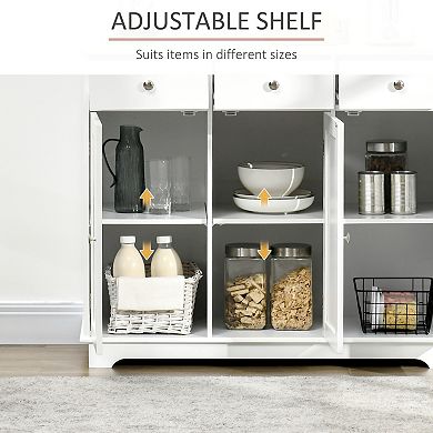 Trikiousd Modern Sideboard Buffet Cabinet with Solid Wood Top, 3 Drawers & Adjustable Shelf