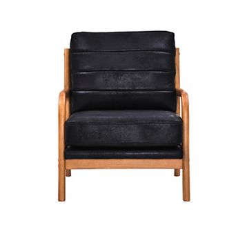 Trikiousd Upholstered Wooden Accent Chair with Solid Wood Frame and Curved Armrests