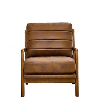 Trikiousd Upholstered Wooden Accent Chair with Solid Wood Frame and Curved Armrests