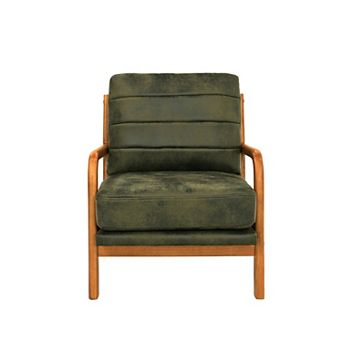 Trikiousd Upholstered Wooden Accent Chair with Solid Wood Frame and Curved Armrests